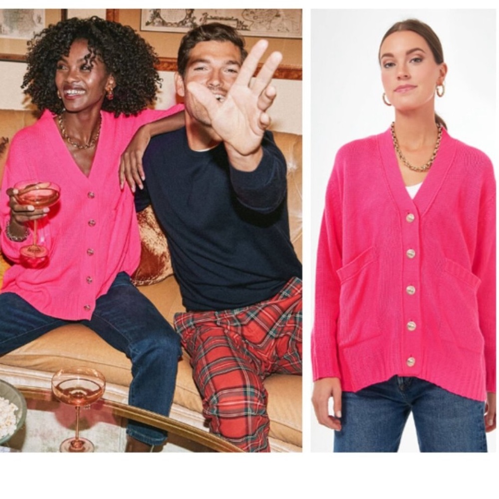 Pomander Place |  Slone Hot Pink Barbiecore Oversized Cardigan Sweater Size XS